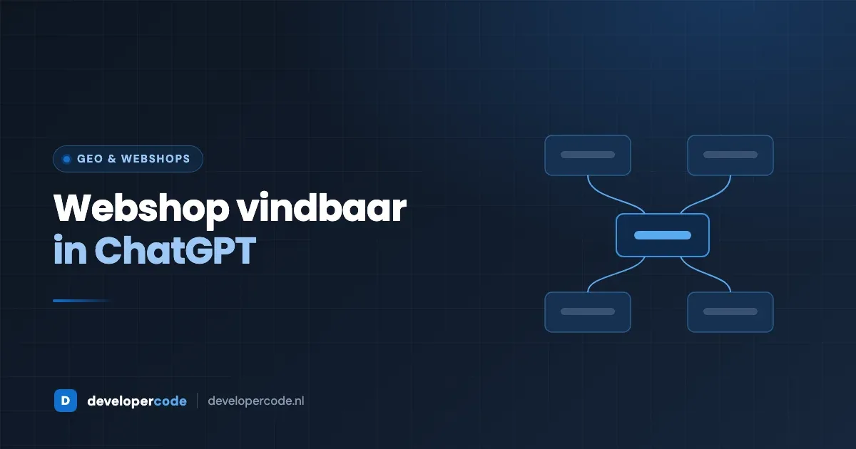 Stroomdiagram van productfeed naar AI-assistent als symbool voor een webshop vindbaar in ChatGPT - Developercode
