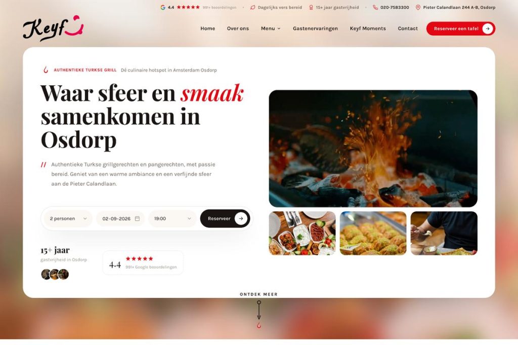 Homepage van Keyf Café & Restaurant op desktop