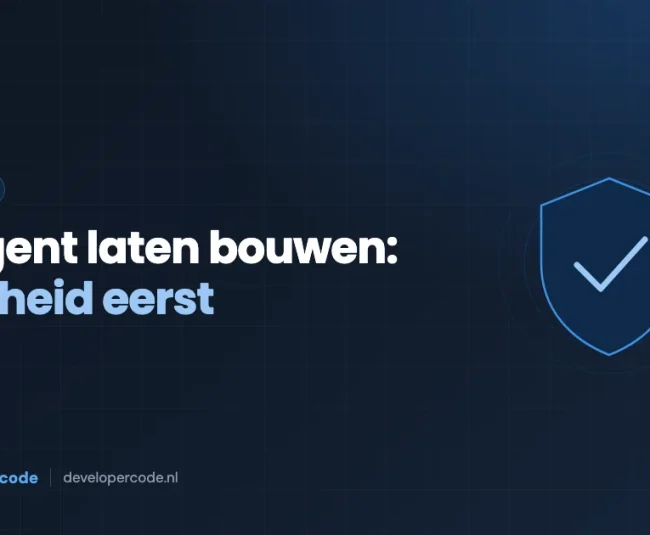 Schild met vinkje als symbool voor een veilig afgeschermde AI-agent - Developercode