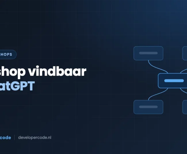Stroomdiagram van productfeed naar AI-assistent als symbool voor een webshop vindbaar in ChatGPT - Developercode